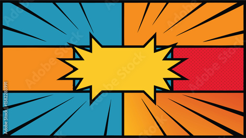 Vibrant comic book art background with a blank speech bubble