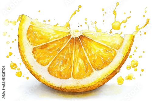 Fresh Orange Slice Bursting with Juice Citrus Splash Healthy Vitamin C Source on white background. Generative AI