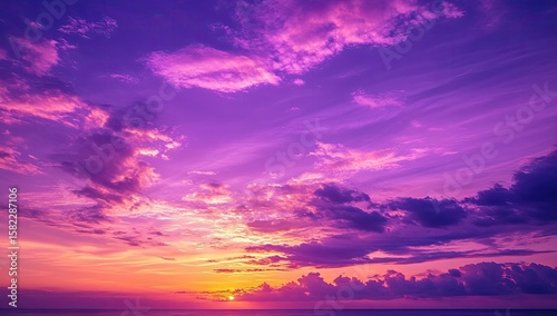 Dramatic sunset sky with vibrant purple and orange hues