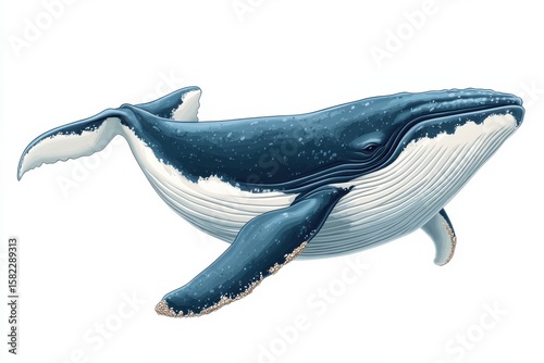 Majestic Humpback Whale Beauty Ocean Wildlife Adventure Marine Life Wonder Blue on white background. Generative AI