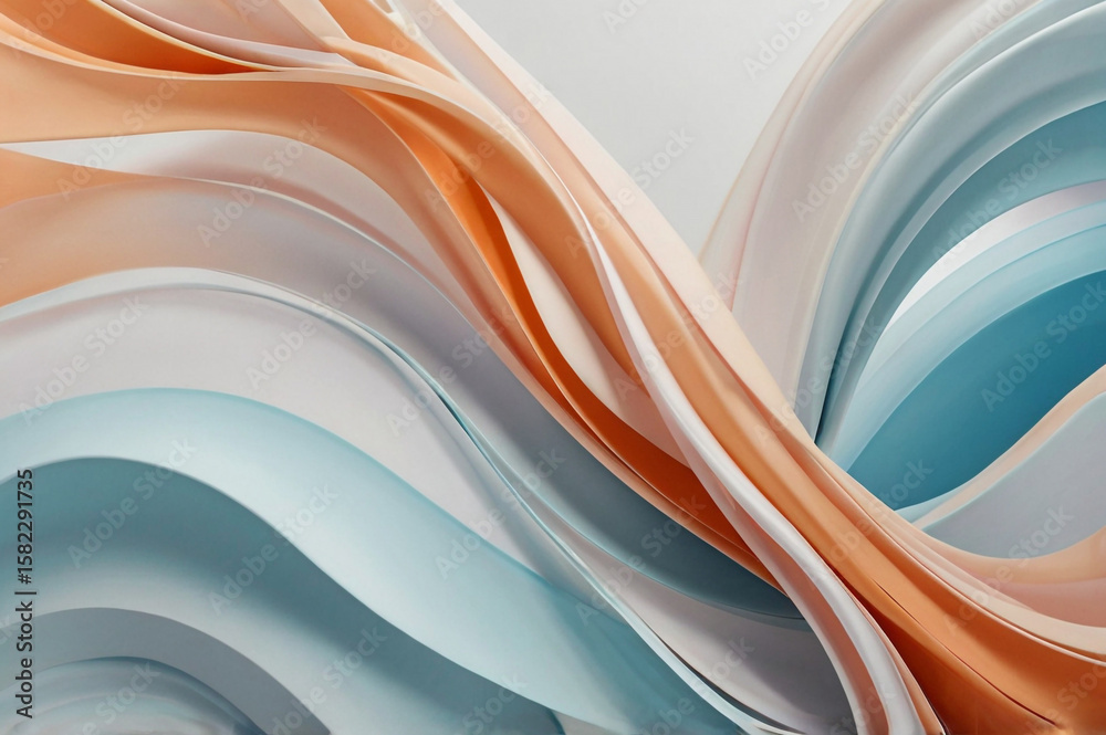 Fototapeta premium Flowing ribbons of peach and aqua abstract