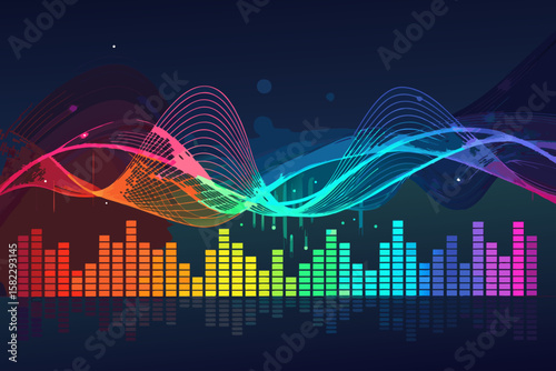 Extraordinary Music Waves and Sound Bars Bol Masterful Composition Art Rich Luxurious Quality Excellent for Visual Communication Editorial Quality Visual Documentation Creative Asset