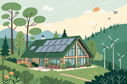 Remarkable Eco Hotel the Forest with Rooftop Solar and Original Concept Design Cool Refreshing Aesthetic Great for Digital Marketing Campaigns Digital Marketing Content Creation Creative Asset