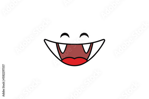 vampire teeth smiling vector icon