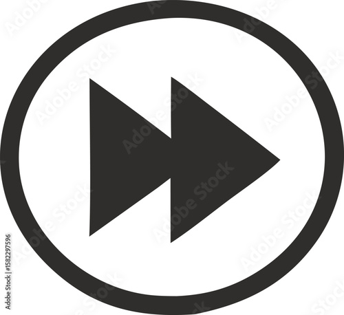 Forward Button Symbol: A minimalistic and clean circular design of the forward button symbolizes progress, acceleration and media control in a timeless and versatile style.