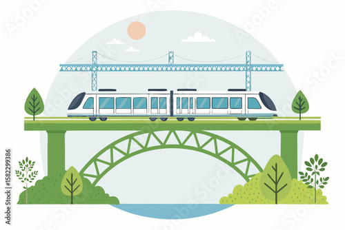 Extraordinary Battery Powered Train Crossing Ove Original Concept Design Elegant Refined Style Perfect for Print Publication Design High-Impact Visual Communication Tool Creative Asset