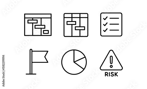 Minimalist project management icons set for business and planning