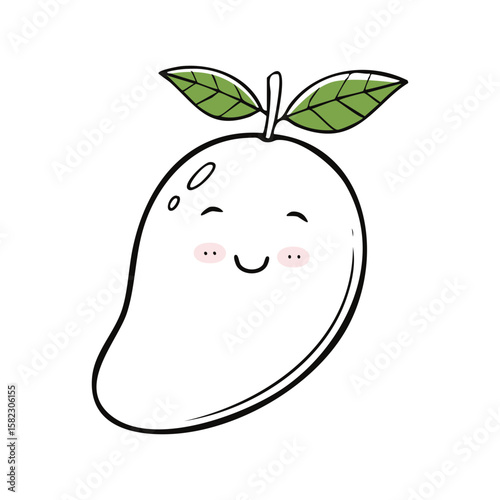Cute mango line drawing in playful doodle style