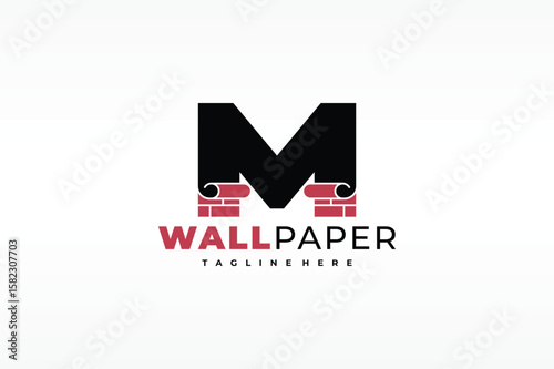 Free Download M Letter Logo with Brick Wall and Wallpaper - GFXLoad