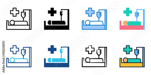 Managing Chronic Illness icon set multiple style collection 
