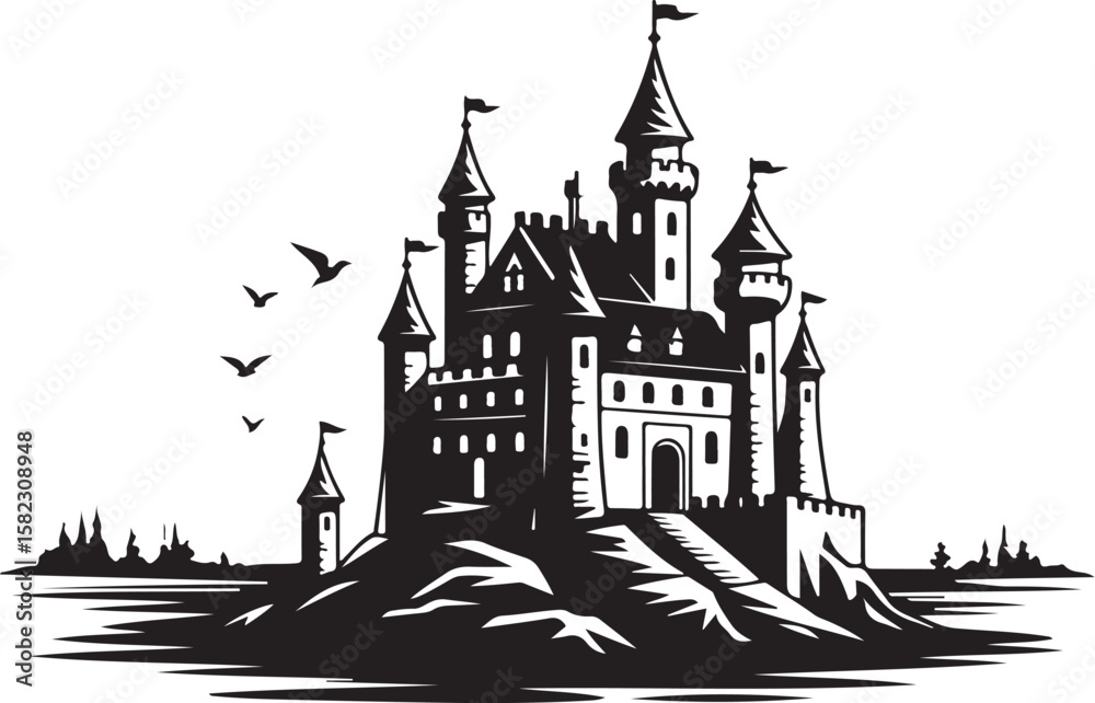 Obraz premium Medieval Castle Silhouette Bundle