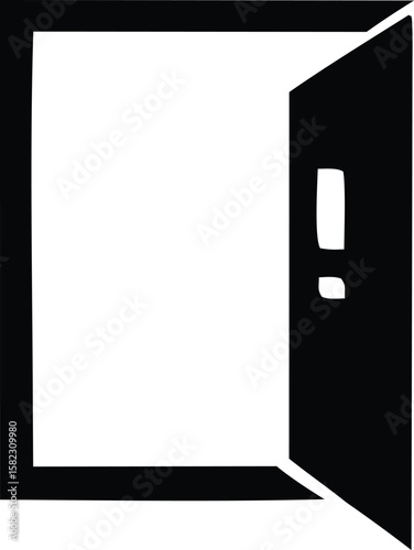 Open Door to Opportunity: A minimalist graphic of an open door, symbolizing new beginnings, possibilities, and fresh starts.