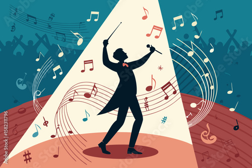 Remarkable Orchestra Conductor with Dynamic Swirl Music High-End Commercial Asset Bright Cheerful Mood Ideal for Advertising Campaign Materials Professional Grade Creative Asset Collection Creative As