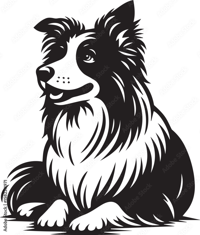 Obraz premium Border Collie Dog Vector – Silhouette