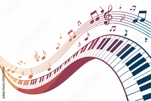 Gorgeous Piano Keys Flowing Into Music Notes Bold Abstrac Refined Artistry Collection Vibrant Dynamic Energy Ideal for Advertising Campaign Materials High-Impact Visual Communication Tool Creative Ass