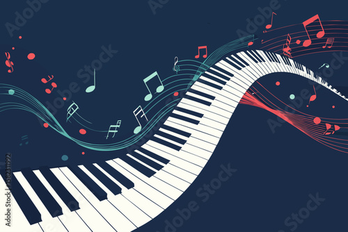 Mesmerizing Piano Keys Flowing Into Music Notes Bold Abstrac Skilled Craftsmanship Display Clean Minimalist Design Perfect for Print Publication Design Digital Marketing Content Creation Creative Asse