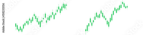 Green up candle stick vector, signifying a price increase in financial markets. Ideal for stock charts, forex trading, or cryptocurrency analysis indicating bullish trends and gains.