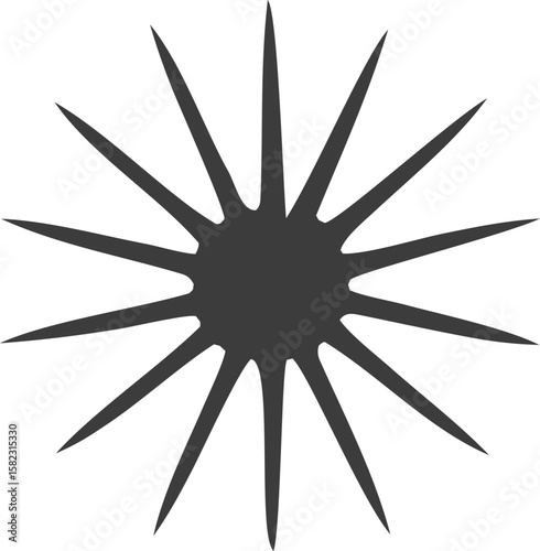 Abstract Solar Flare: A captivating illustration showcasing a stylized sunburst design with sharp, radiating lines. Representing energy and dynamics