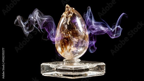 egg-shaped artifact with pulsating liquid patterns and soft glowing aura