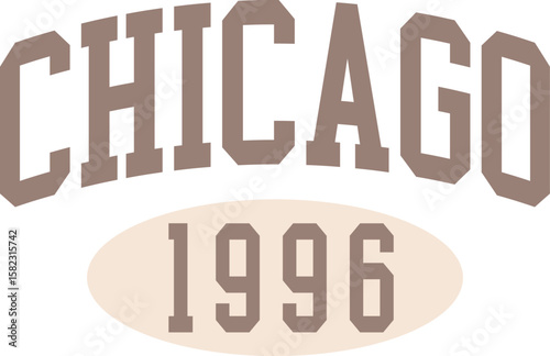 Chicago usa cute college front typography slogan design sports Varsity College USA Trending Graphic Tee t-shirt logo slogan artwork typography tote badge emblem crest Fashion Appa