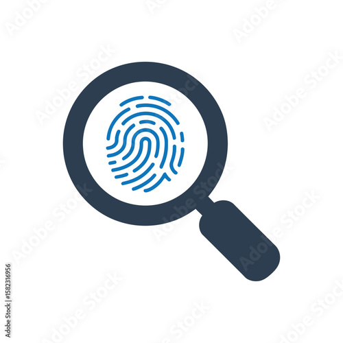 Fingerprint Magnification Icon Isolated On White Background