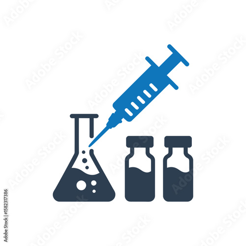 Injection and Vials Icon Isolated On White Background