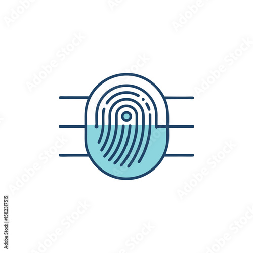 Vector art of a fingerprint scan is used for identity verification isolated on white background
