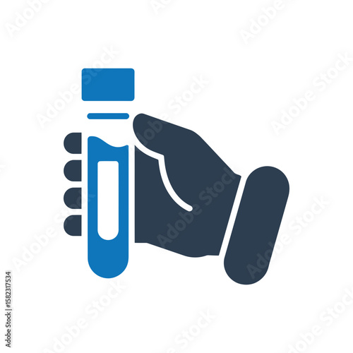 Hand Holding Test Tube Icon Isolated On White Background