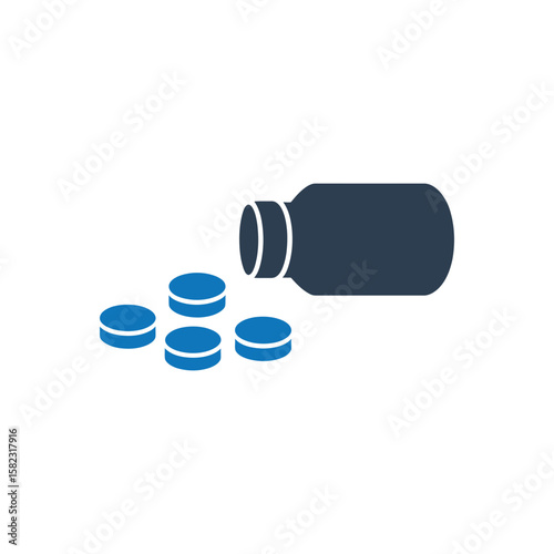 Pill Dosage Icon Isolated On White Background