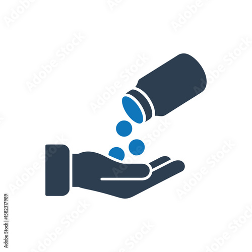 Hand catching medicine Icon Isolated On White Background