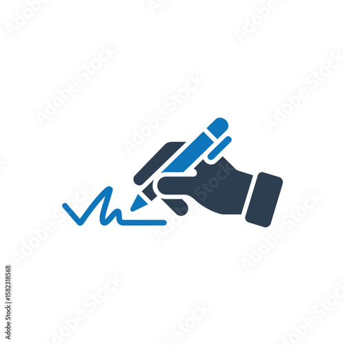 Hand signing with pen Icon Isolated On White Background