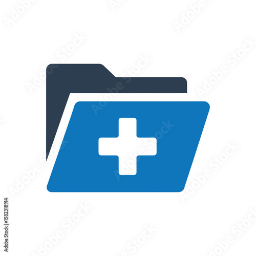 Medical File with Cross Icon Isolated On White Background