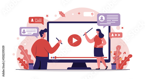 Team collaboration and online communication for interactive video presentations