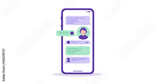 Modern chat interface on smartphone with messaging bubbles and user avatar