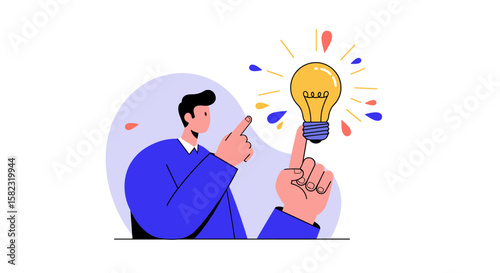 Innovative thinking concept with bright idea lightbulb in modern flat design