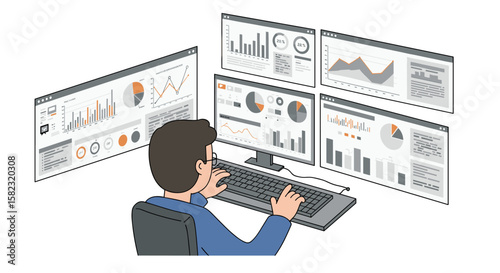 Isometric office: analyzing data on multiple monitors in modern workspace