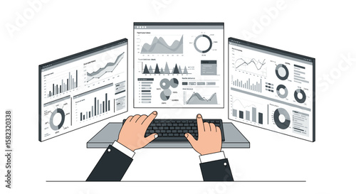 Business analytics dashboard with data charts and graphs visualization