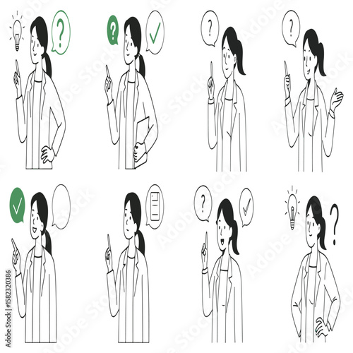A set illustrating diverse individuals, fashion, family, Suit women gesture and business designs