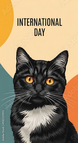 Celebrating International Cat Day with Adorable Feline Art Illustration