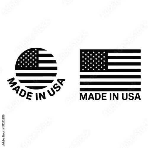 Made in the USA american product label with flag Pro Vector
