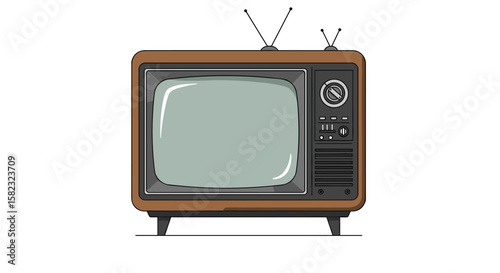 Retro television with antennas: vintage style nostalgia scene