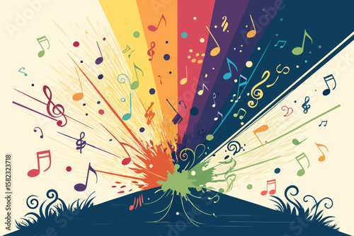 Captivating Music Notes Exploding From Cent Skilled Craftsmanship Display Elegant Refined Style Great for Digital Marketing Campaigns Editorial Quality Visual Documentation Creative Asset