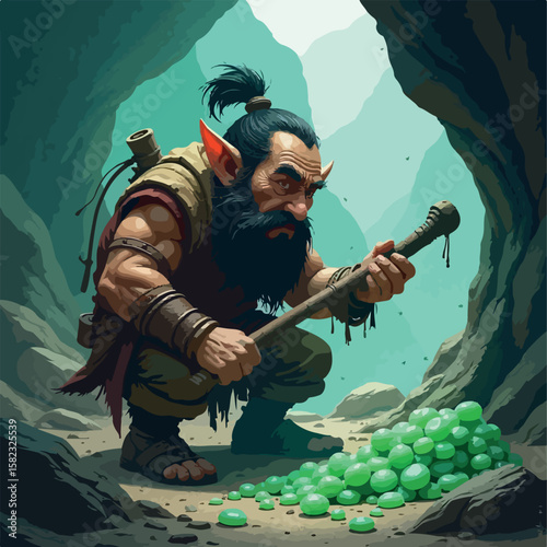 illustration, vector, dwarf, cheerful, leprechaun, clover, cartoon, green, buttons, gnome, funny, beer, mustache, shamrock, irish, bearded, man, isolated, from pub, colorful, with moets, agile, 