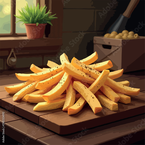 illustration, food, isolated, snack, vector, tasty, cartoon, fries, design, background, fastfood, potato, delicious, art, image, graphic, cafe, meal, dinner, unhealthy, restaurant, doodle, fast, color