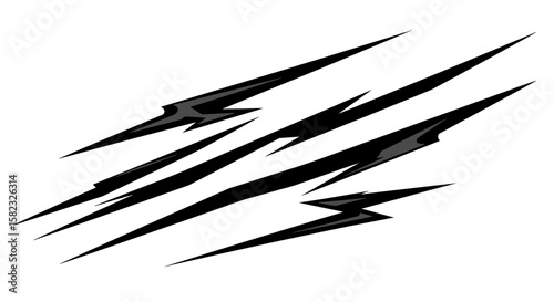 Edgy claw marks design - modern black scratch art on white