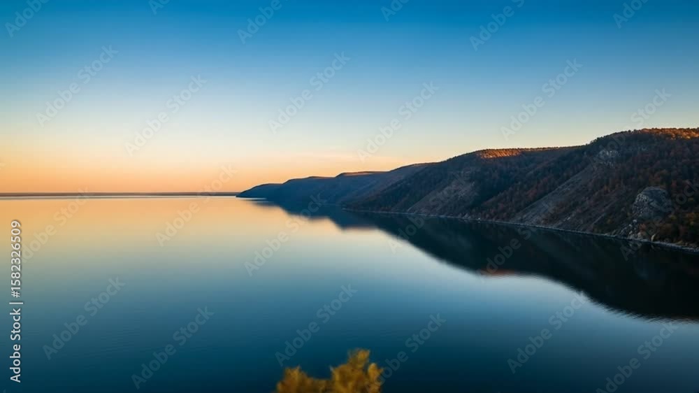 Tranquil Sunset over Lake Turgoyak, Ural Mountains