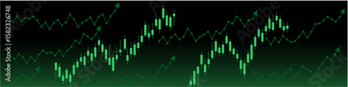 Green up arrow candle stick vector, representing a strong market upturn and price increase. Ideal for financial reports, trading signals, or economic analysis indicating significant gains.