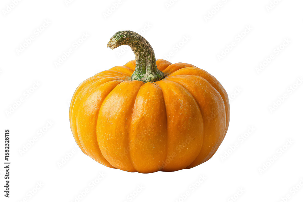 Fototapeta premium Single ripe orange pumpkin isolated on black background