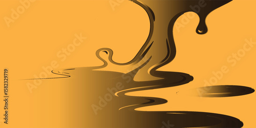 Abstract design of flowing, dripping liquid against a backdrop of a light orange hue.