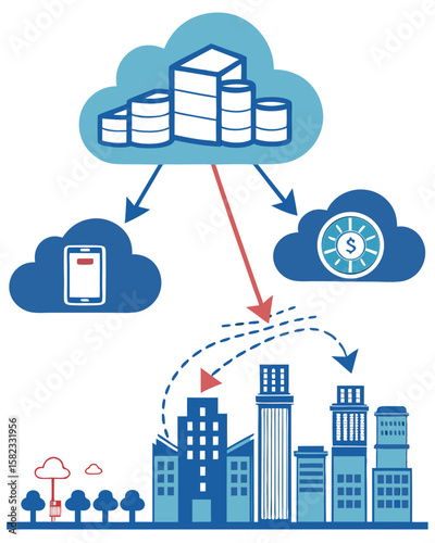 Isometric Cloud Computing Network Concept – Data Storage and Internet Technology Illustration